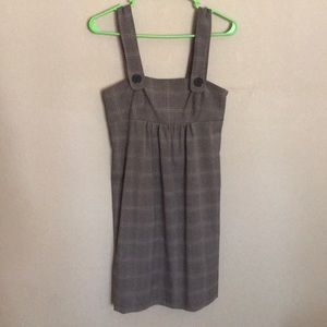 Brown plaid coverall dress